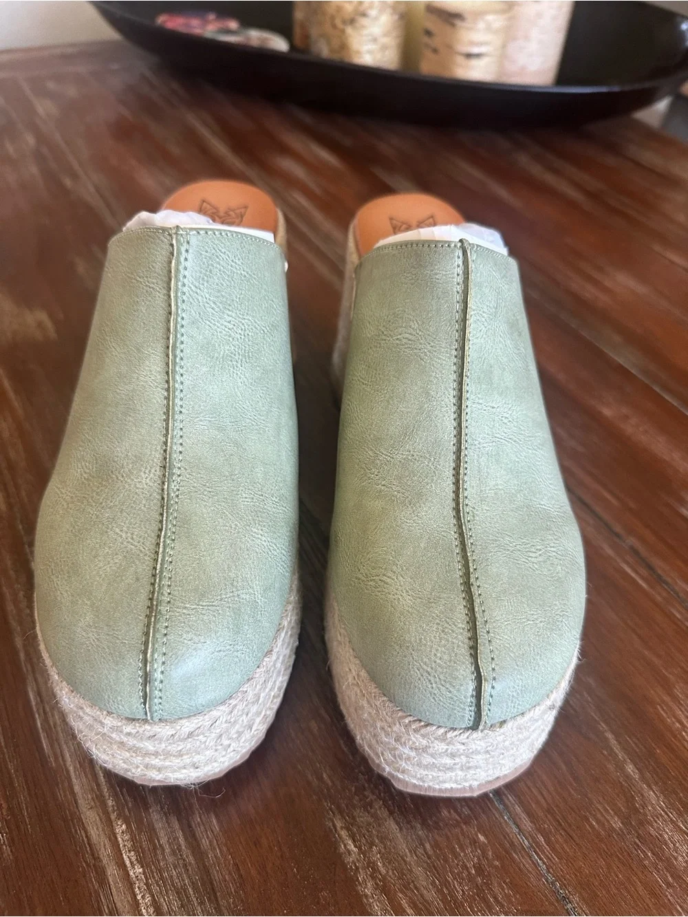 BEAST FASHION Nellie-01 Light Sage Espadrille Wedge Mule